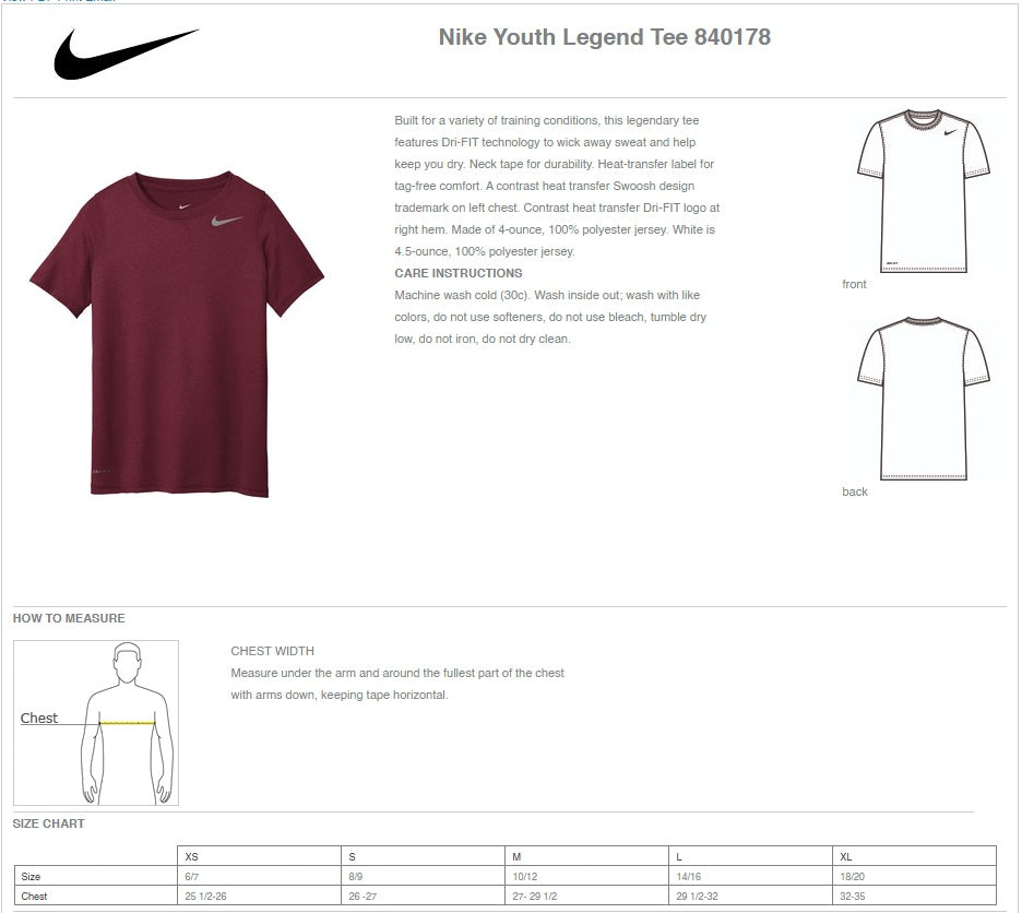 Nike Youth & kids Legend Tee - Ref 840178