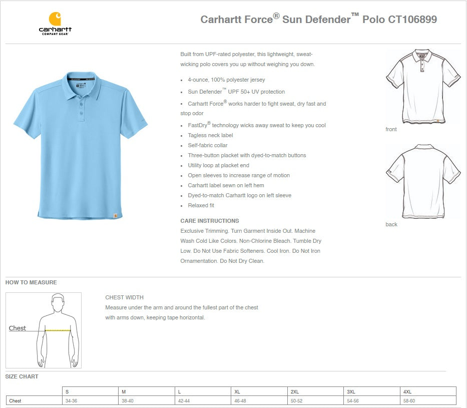 Carhartt Force® Sun Defender™ Polo - Ref CT106899