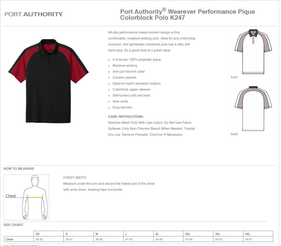Wearever Performance Pique Colorblock Polo Port Authority® ref k247