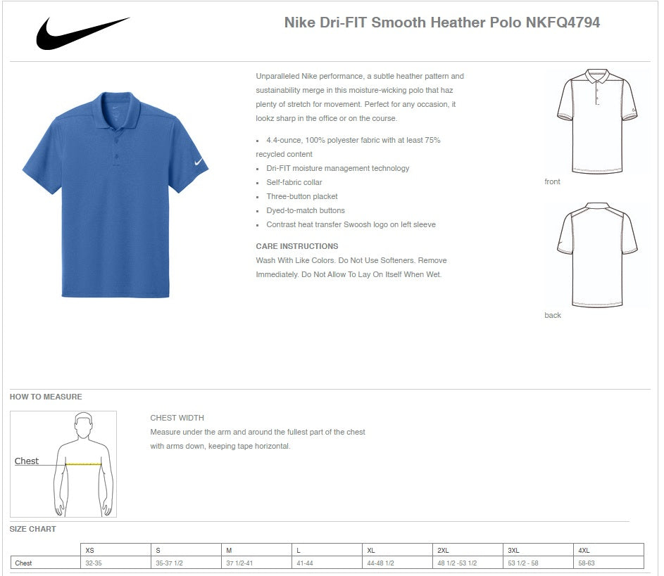 Nike Dri-FIT Smooth Heather Polo Unisex - Ref NKFQ4794
