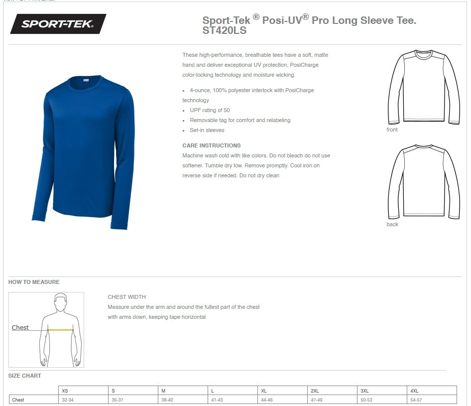 Sport-Tek ® Posi-UV ® Pro Long Sleeve Tee Ref ST420LS
