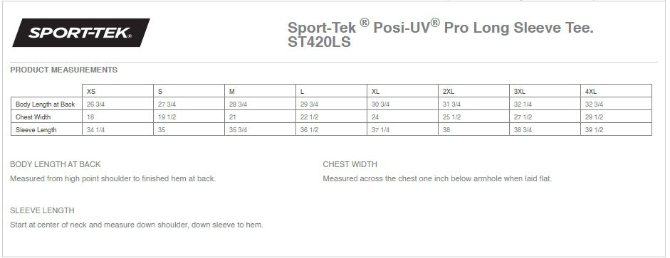 Sport-Tek ® Posi-UV ® Pro Long Sleeve Tee Ref ST420LS