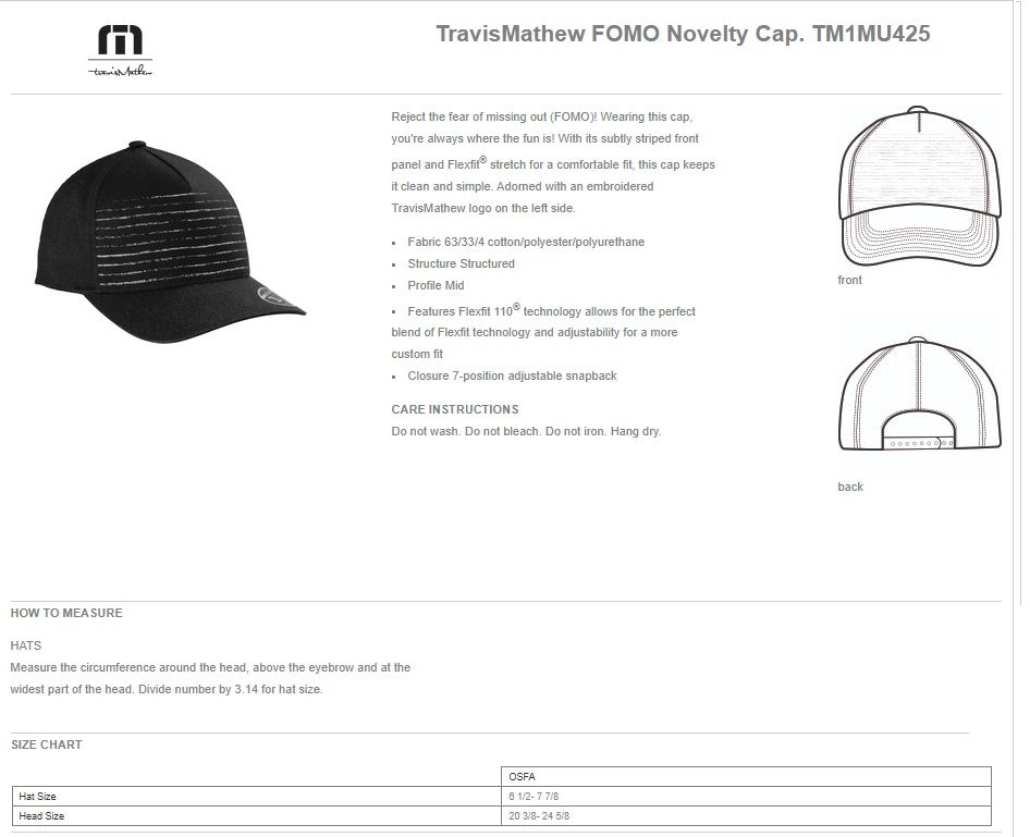 TravisMathew FOMO Novelty Cap