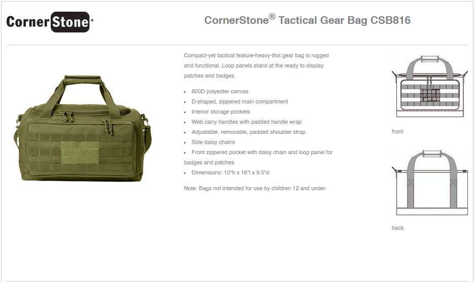 Tactical Gear Bag CornerStone® - Ref CSB816