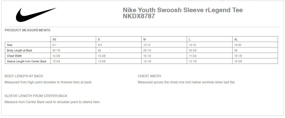 Nike Youth Swoosh Sleeve rLegend Tee for Kids and Youth - Ref NKDX8787